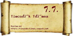 Timcsák Tímea névjegykártya